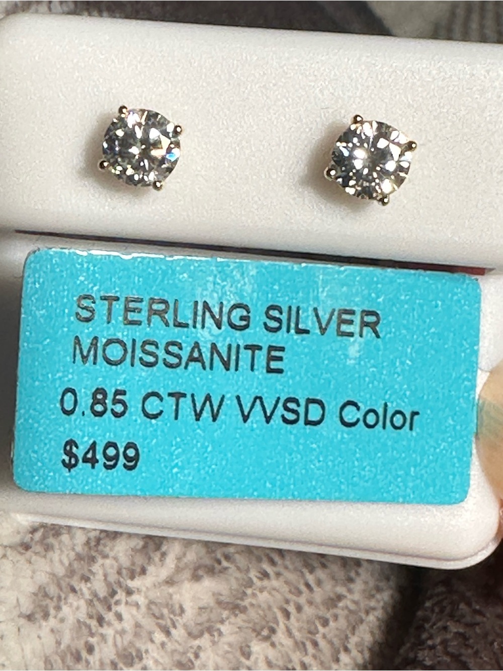 Gold over 925 Sterling Silver round Moissanite Stud Earrings - Clear/White